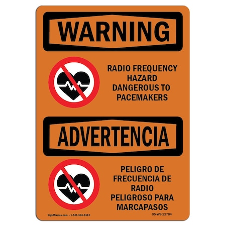 Signmission OSHA, Radio Frequency Hazard Pacemaker, 5in X 3.5in, 5" W, 3.5" H, Landscape, OS-WS-D-35-L-12784 OS-WS-D-35-L-12784